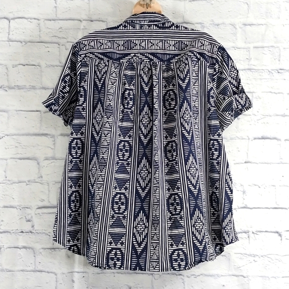 Roaman's Button Down Top Short Sleeve Cotton Sz 24W - Picture 3 of 5